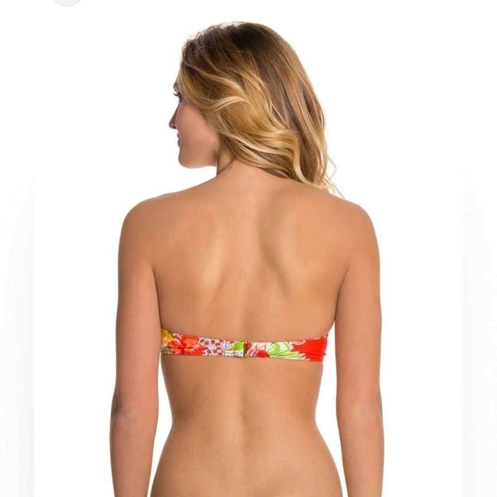 The Bikini Lab Red and Blue Bandeau Bikini Top
